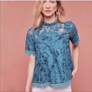 HD in Paris Lace Meadows Turquoise Blouse